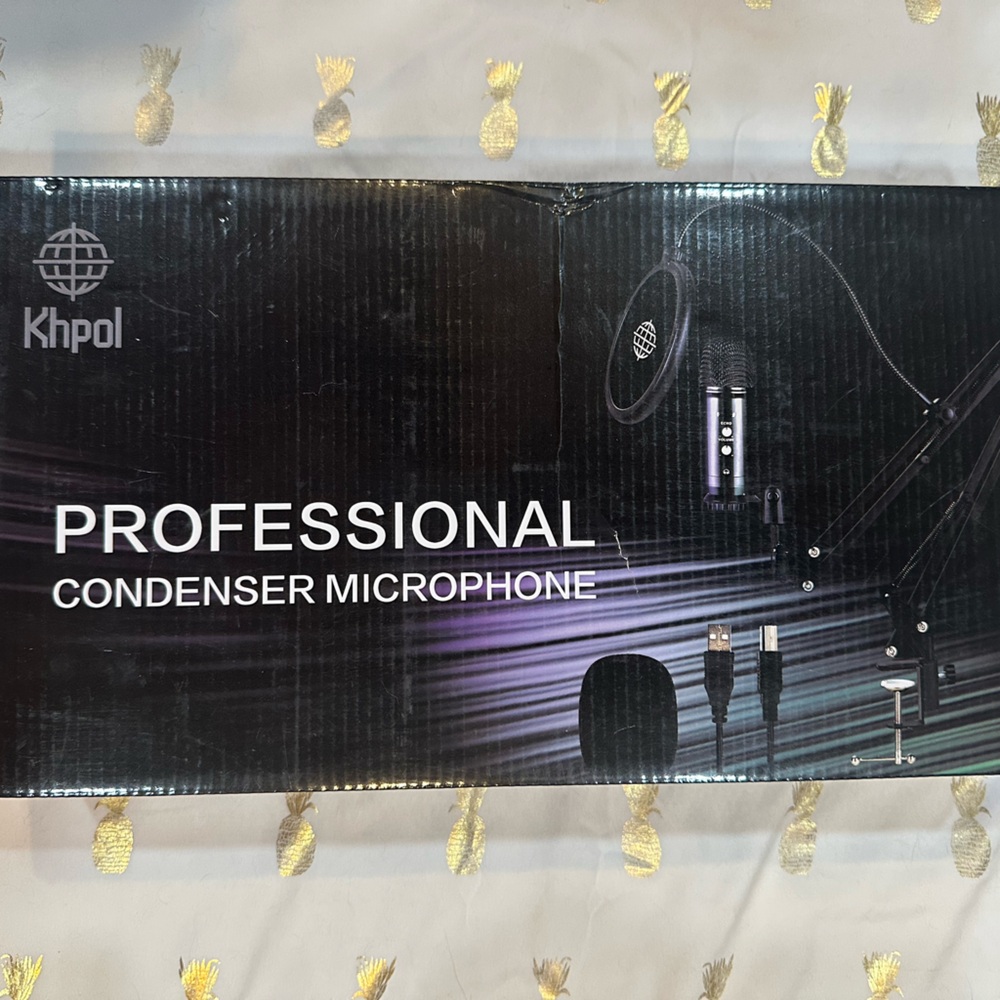 Khpol USB Professional Condenser Microphone, Computer PC Kit Adjustable Arm. NIB